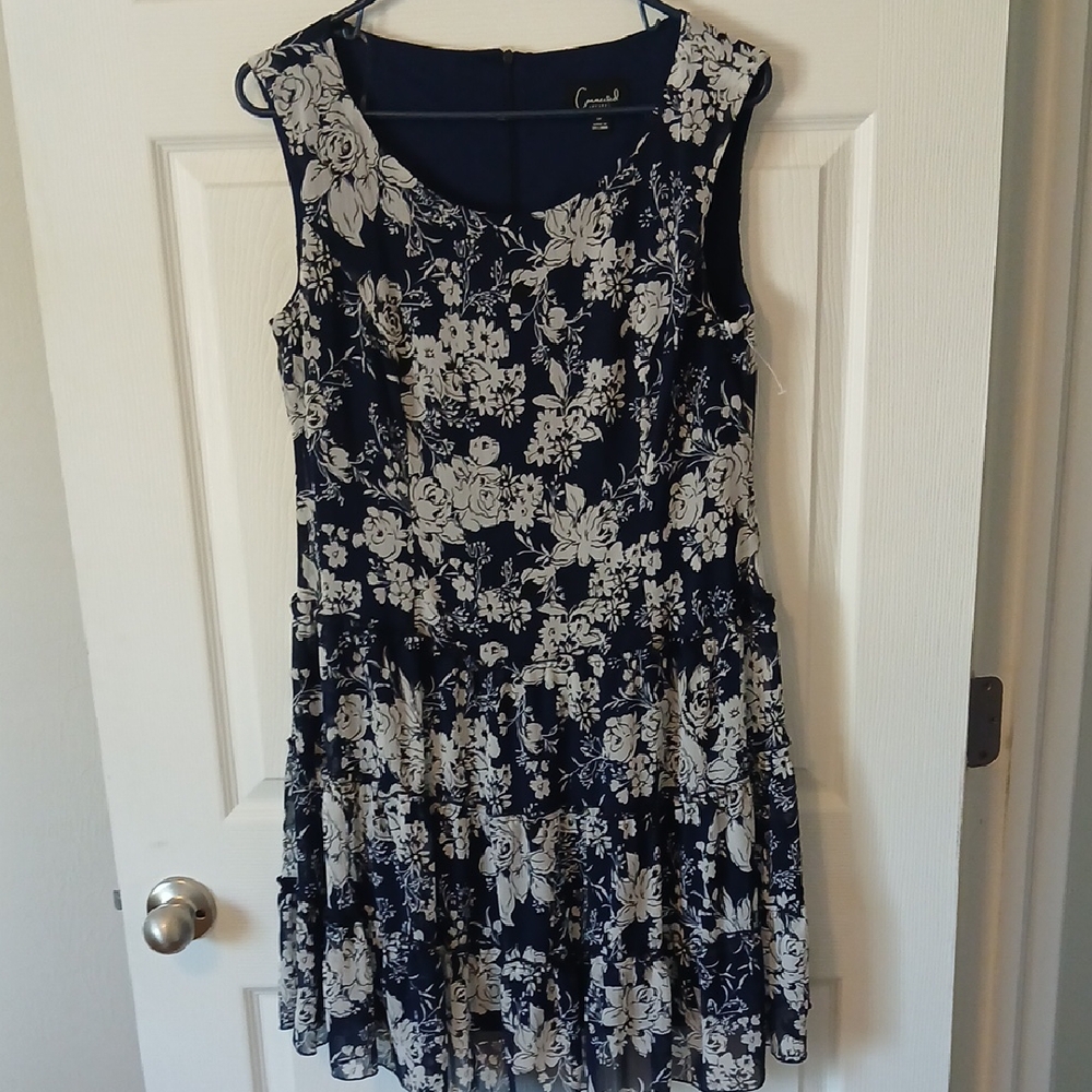 Connected Apparel 8P Navy Floral Dress
